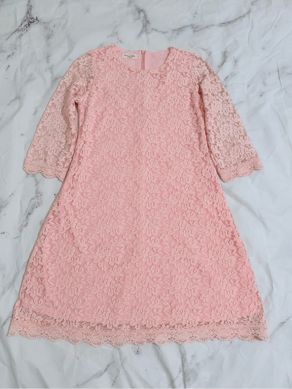 Girls' April Girl Pink Lace Dress with flower pattern
